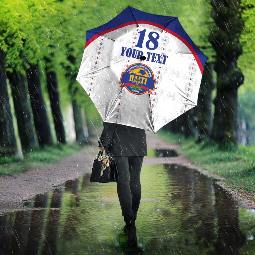 Custom Afro-Haitians Football Pride Umbrella Les Grenadiers Veve Vodou White Version