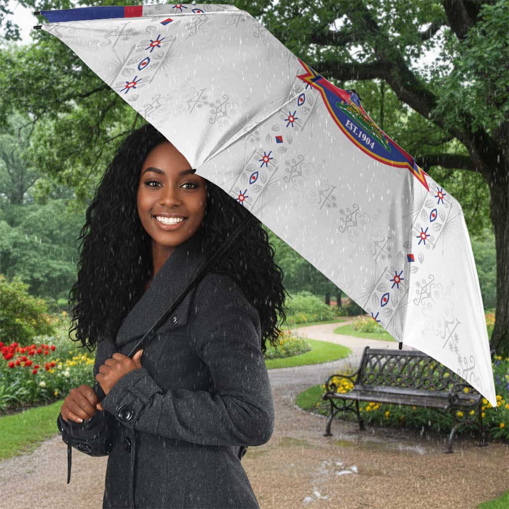 Custom Afro-Haitians Football Pride Umbrella Les Grenadiers Veve Vodou White Version
