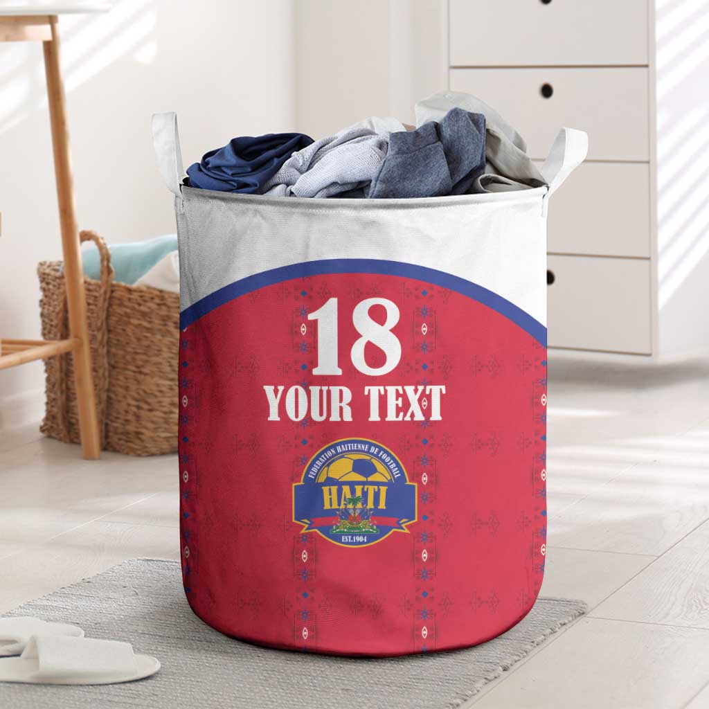 Custom Afro-Haitians Football Pride Laundry Basket Les Grenadiers Veve Vodou Red Version - African Pride
