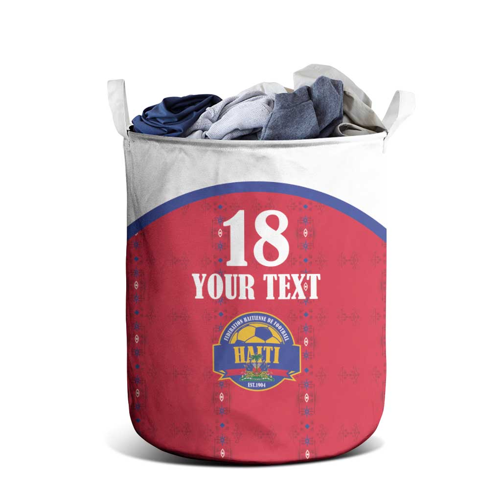 Custom Afro-Haitians Football Pride Laundry Basket Les Grenadiers Veve Vodou Red Version - African Pride