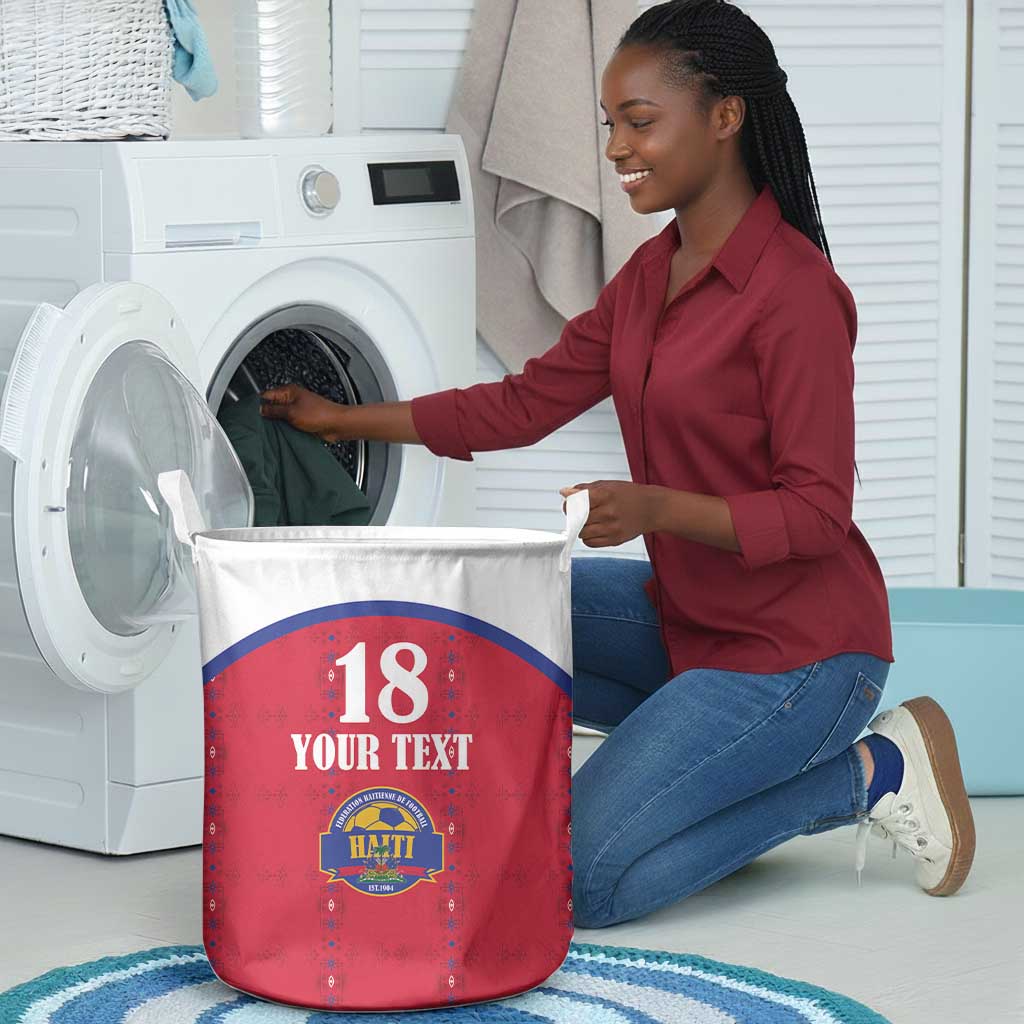Custom Afro-Haitians Football Pride Laundry Basket Les Grenadiers Veve Vodou Red Version - African Pride
