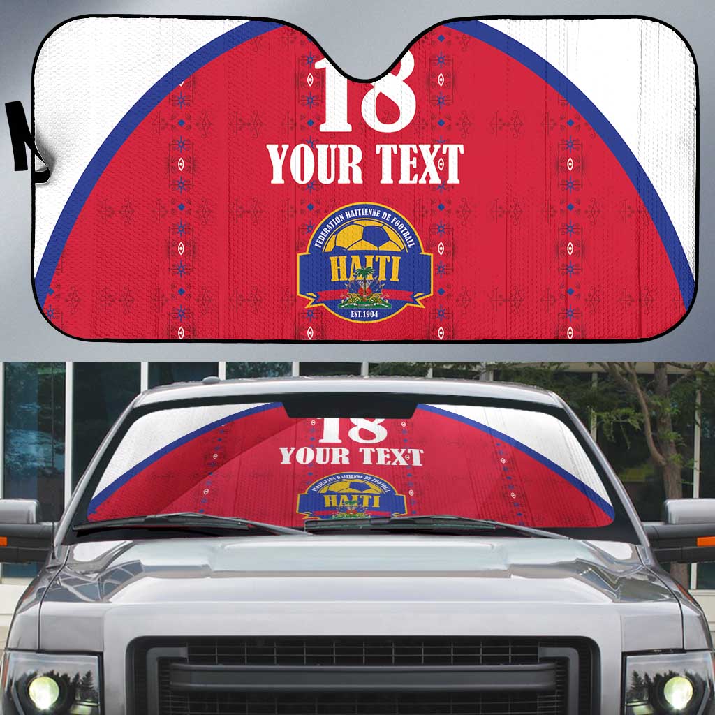 Custom Afro-Haitians Football Pride Auto Sun Shade Les Grenadiers Veve Vodou Red Version