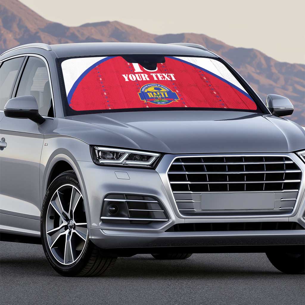 Custom Afro-Haitians Football Pride Auto Sun Shade Les Grenadiers Veve Vodou Red Version