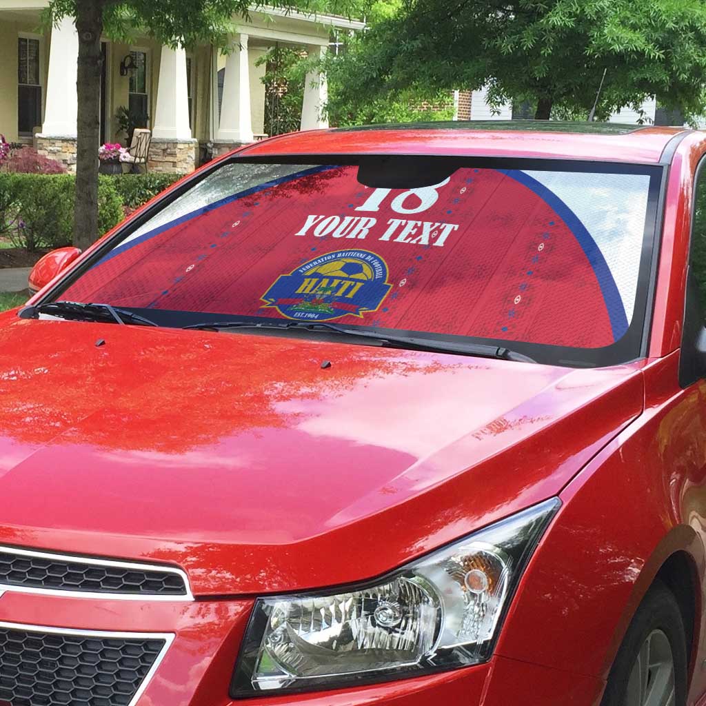 Custom Afro-Haitians Football Pride Auto Sun Shade Les Grenadiers Veve Vodou Red Version