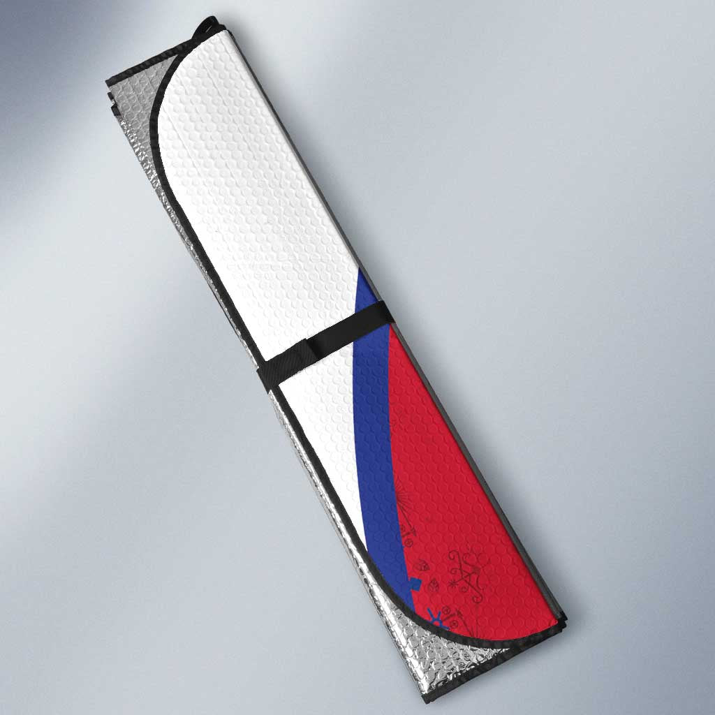 Custom Afro-Haitians Football Pride Auto Sun Shade Les Grenadiers Veve Vodou Red Version