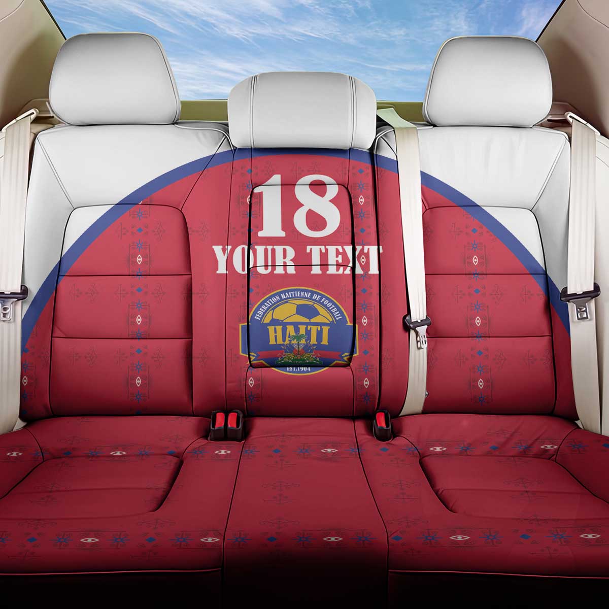 Custom Afro-Haitians Football Pride Back Car Seat Cover Les Grenadiers Veve Vodou Red Version - African Pride