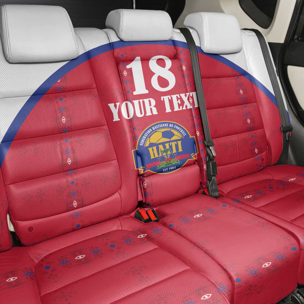Custom Afro-Haitians Football Pride Back Car Seat Cover Les Grenadiers Veve Vodou Red Version - African Pride