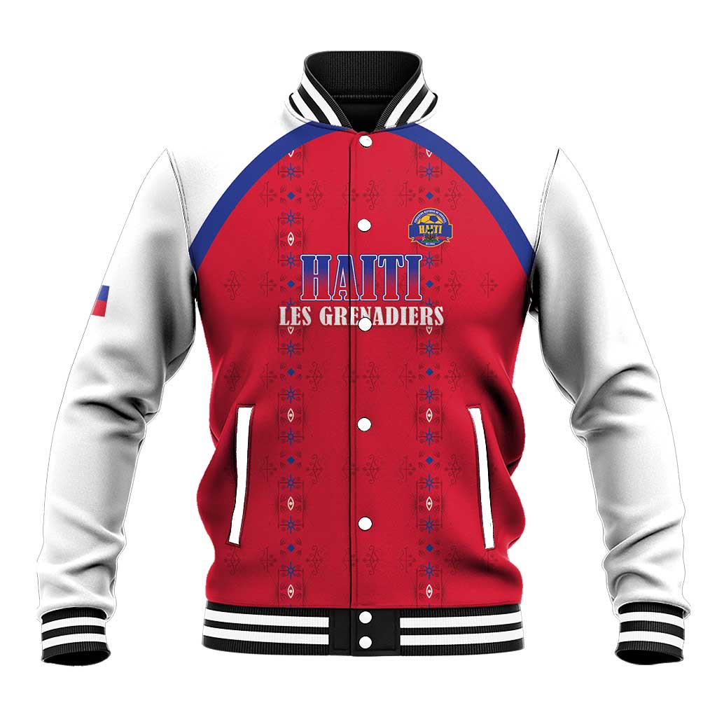 Custom Afro-Haitians Football Pride Baseball Jacket Les Grenadiers Veve Vodou Red Version - African Pride