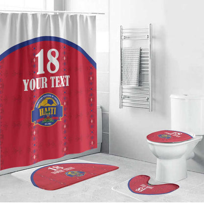 Custom Afro-Haitians Football Pride Bathroom Set Les Grenadiers Veve Vodou Red Version