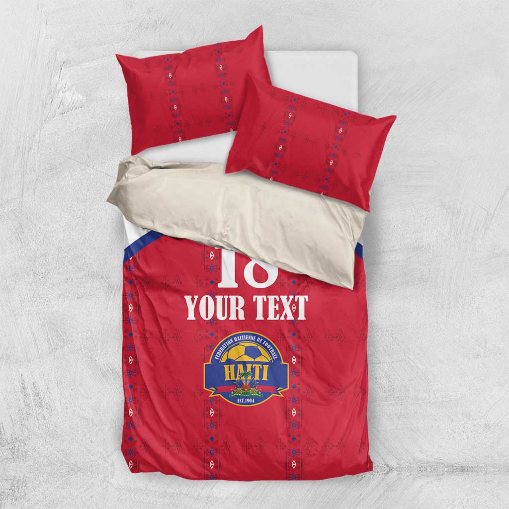 Custom Afro-Haitians Football Pride Bedding Set Les Grenadiers Veve Vodou Red Version - African Pride