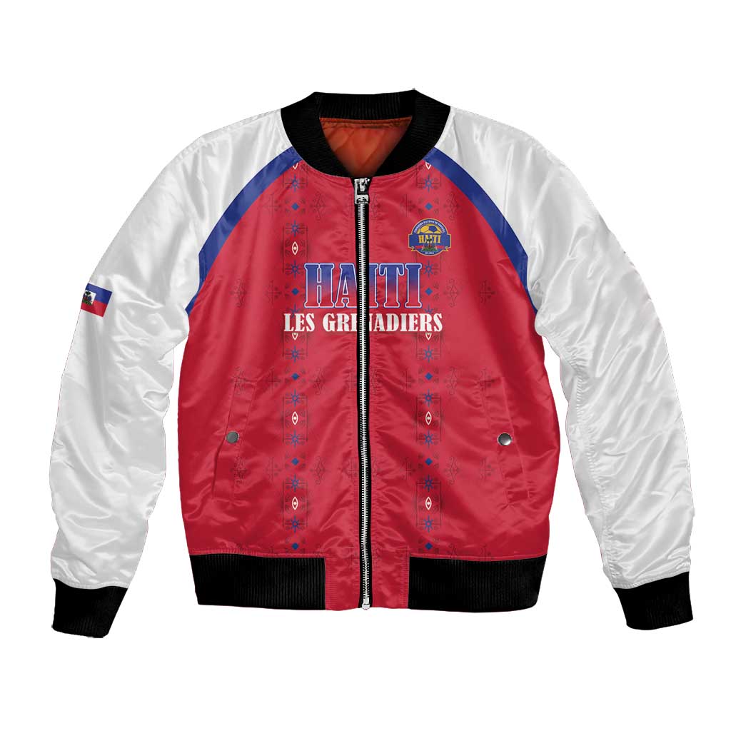 Custom Afro-Haitians Football Pride Bomber Jacket Les Grenadiers Veve Vodou Red Version - African Pride