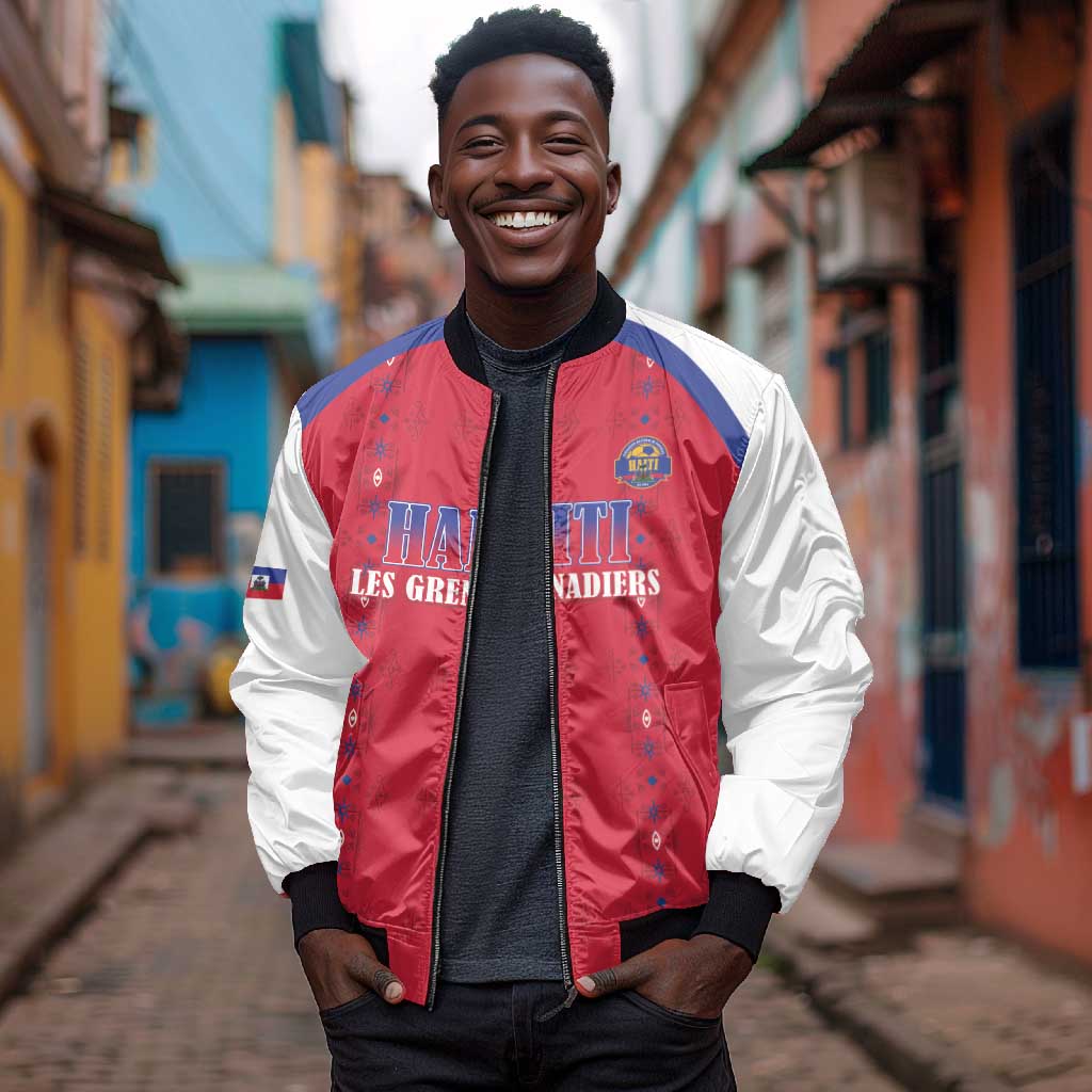 Custom Afro-Haitians Football Pride Bomber Jacket Les Grenadiers Veve Vodou Red Version - African Pride