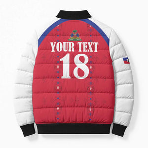 Custom Afro-Haitians Football Pride Bomber Puffer Jacket Les Grenadiers Veve Vodou Red Version