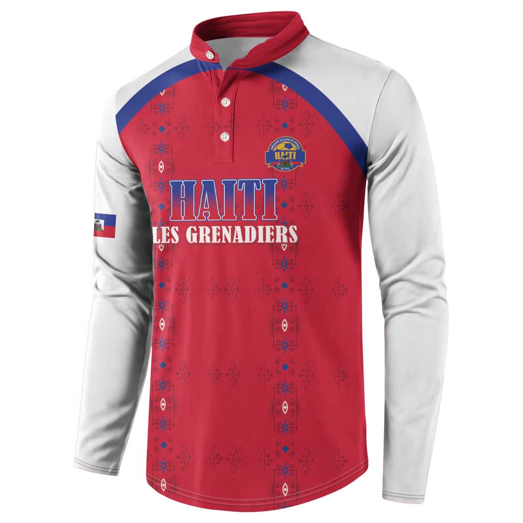 Custom Afro-Haitians Football Pride Button Sweatshirt Les Grenadiers Veve Vodou Red Version
