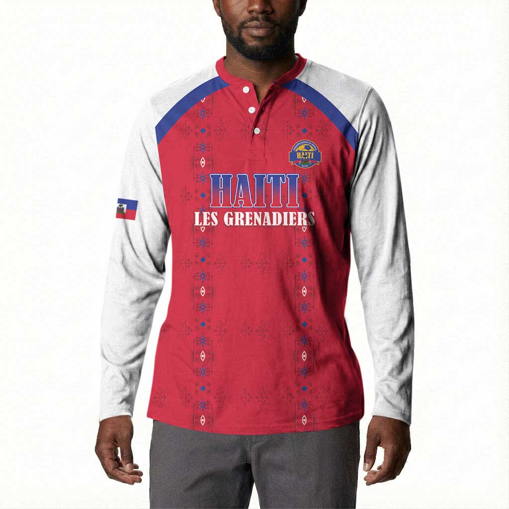 Custom Afro-Haitians Football Pride Button Sweatshirt Les Grenadiers Veve Vodou Red Version