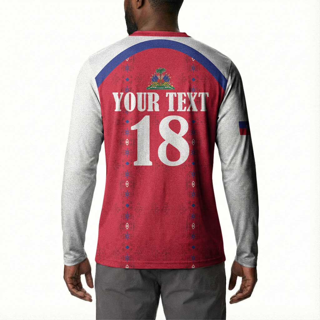 Custom Afro-Haitians Football Pride Button Sweatshirt Les Grenadiers Veve Vodou Red Version