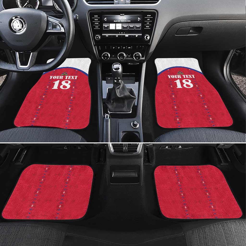 Custom Afro-Haitians Football Pride Car Mats Les Grenadiers Veve Vodou Red Version - African Pride