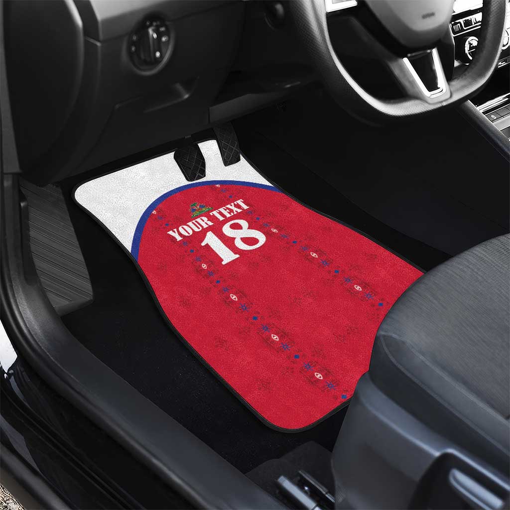 Custom Afro-Haitians Football Pride Car Mats Les Grenadiers Veve Vodou Red Version - African Pride