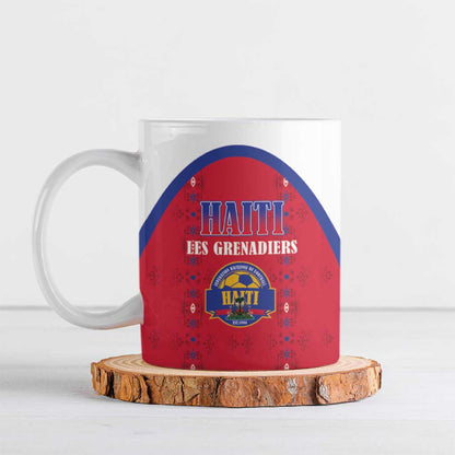 Custom Afro-Haitians Football Pride Ceramic Mug Les Grenadiers Veve Vodou Red Version