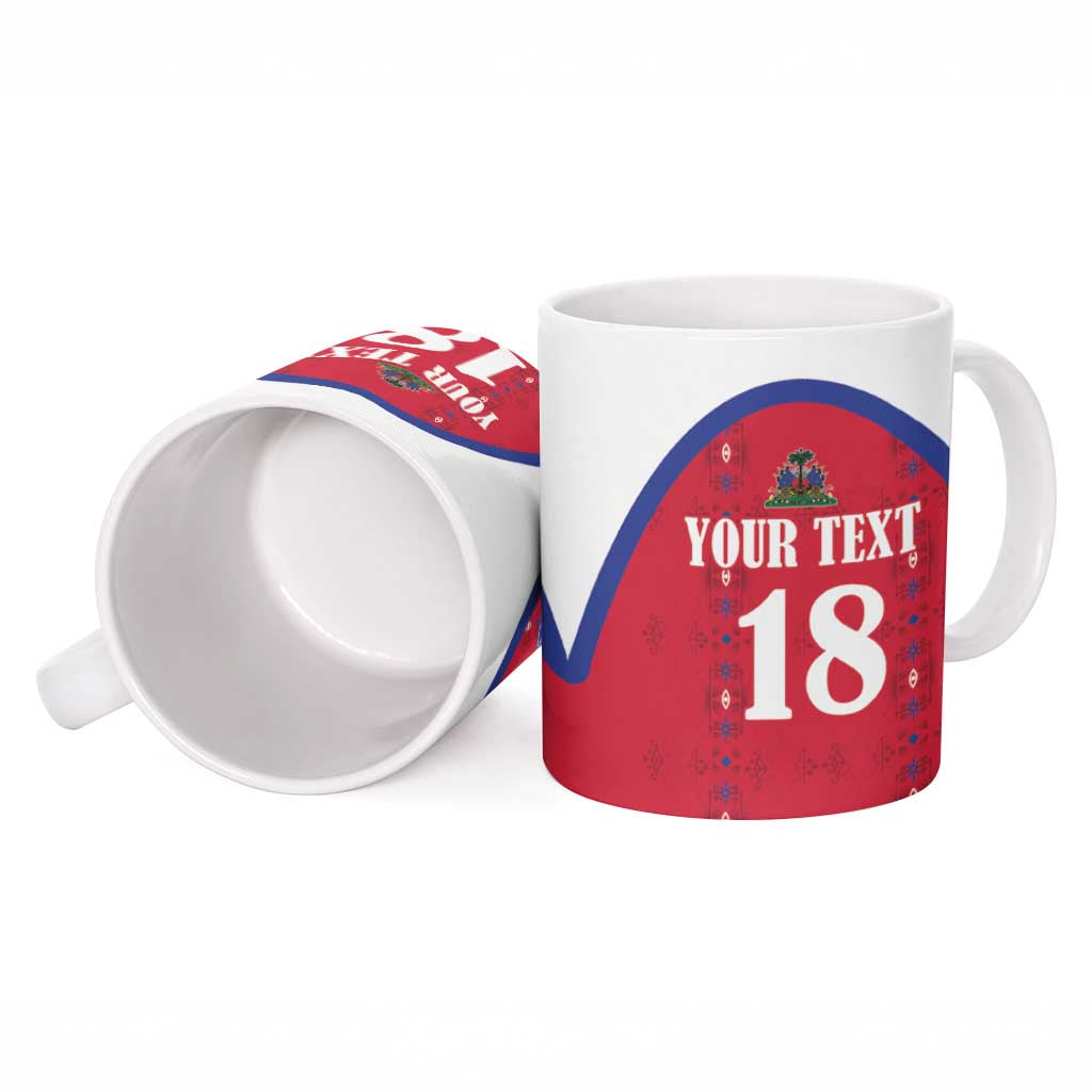 Custom Afro-Haitians Football Pride Ceramic Mug Les Grenadiers Veve Vodou Red Version