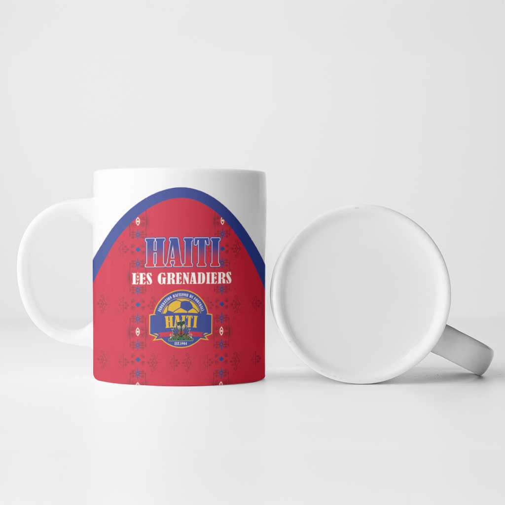 Custom Afro-Haitians Football Pride Ceramic Mug Les Grenadiers Veve Vodou Red Version