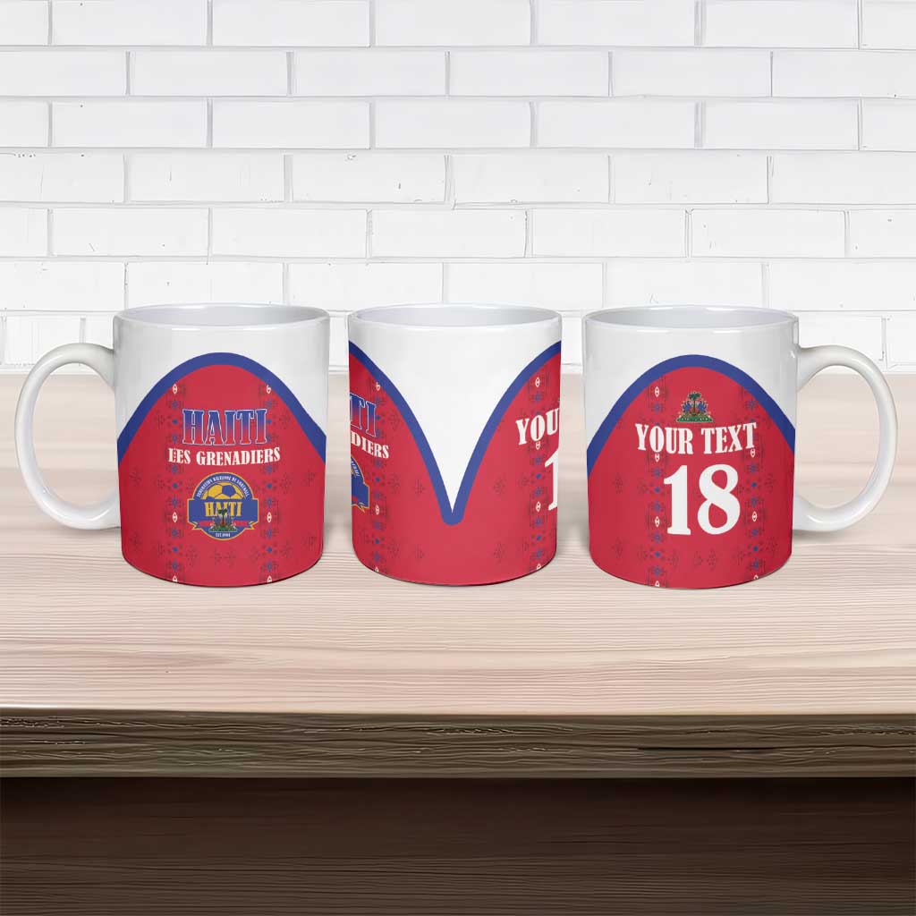 Custom Afro-Haitians Football Pride Ceramic Mug Les Grenadiers Veve Vodou Red Version