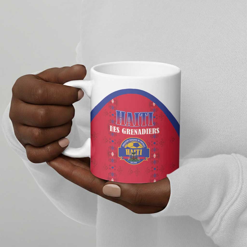 Custom Afro-Haitians Football Pride Ceramic Mug Les Grenadiers Veve Vodou Red Version