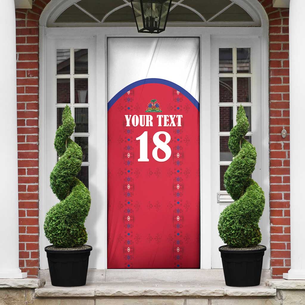 Custom Afro-Haitians Football Pride Door Cover Les Grenadiers Veve Vodou Red Version