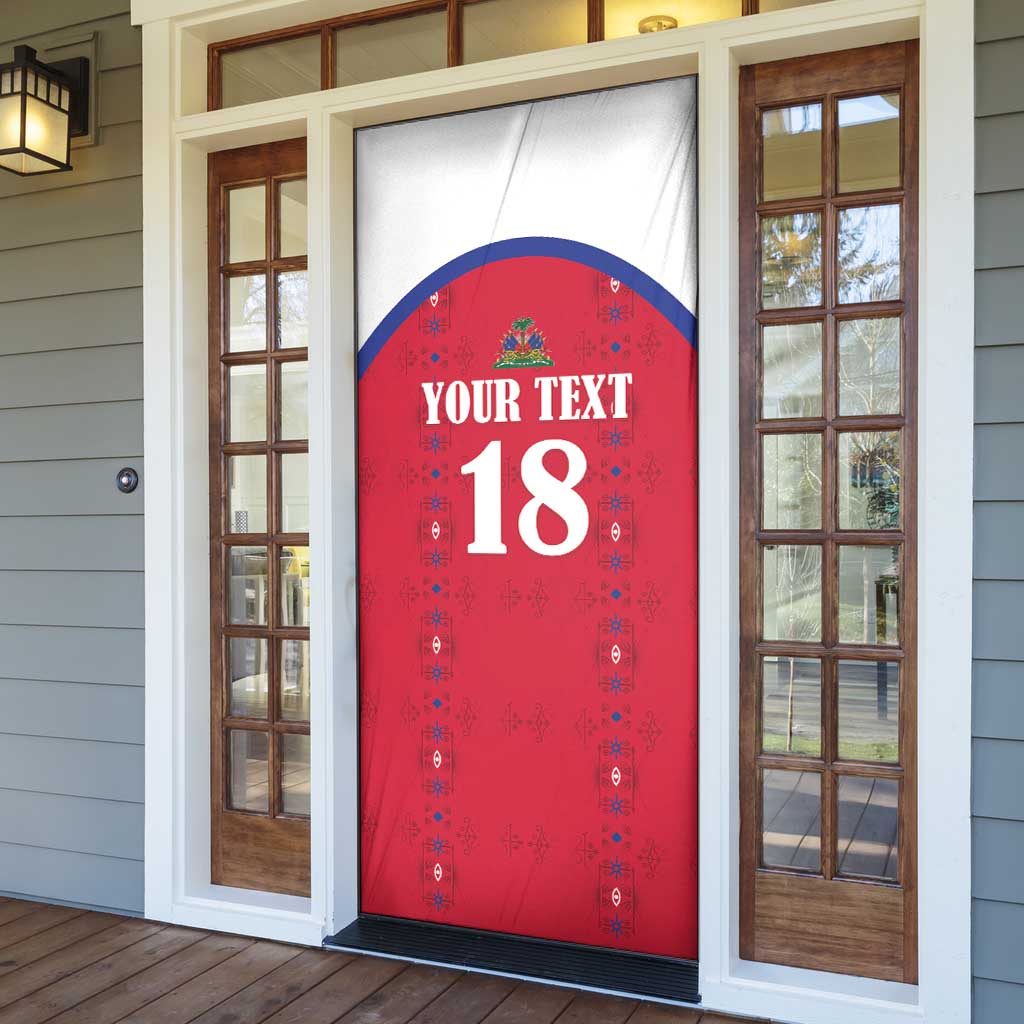 Custom Afro-Haitians Football Pride Door Cover Les Grenadiers Veve Vodou Red Version