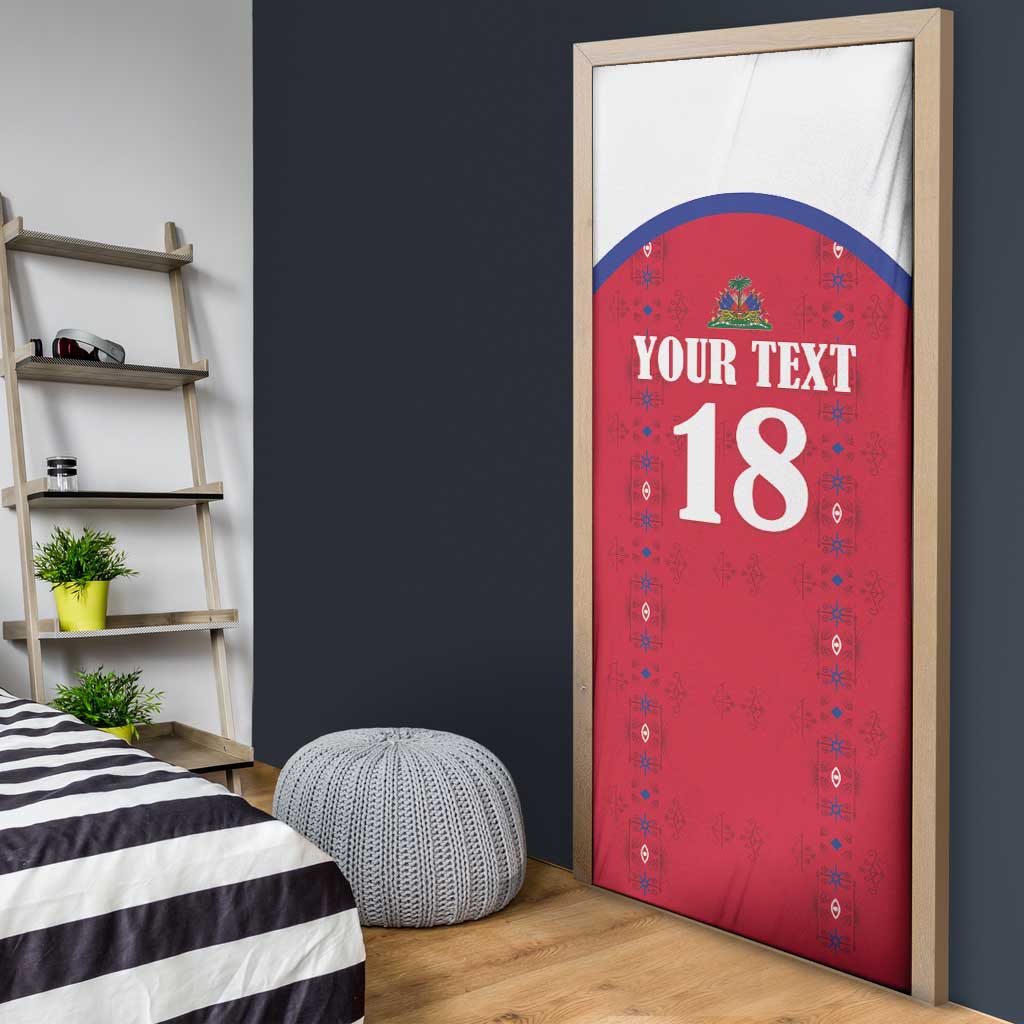 Custom Afro-Haitians Football Pride Door Cover Les Grenadiers Veve Vodou Red Version