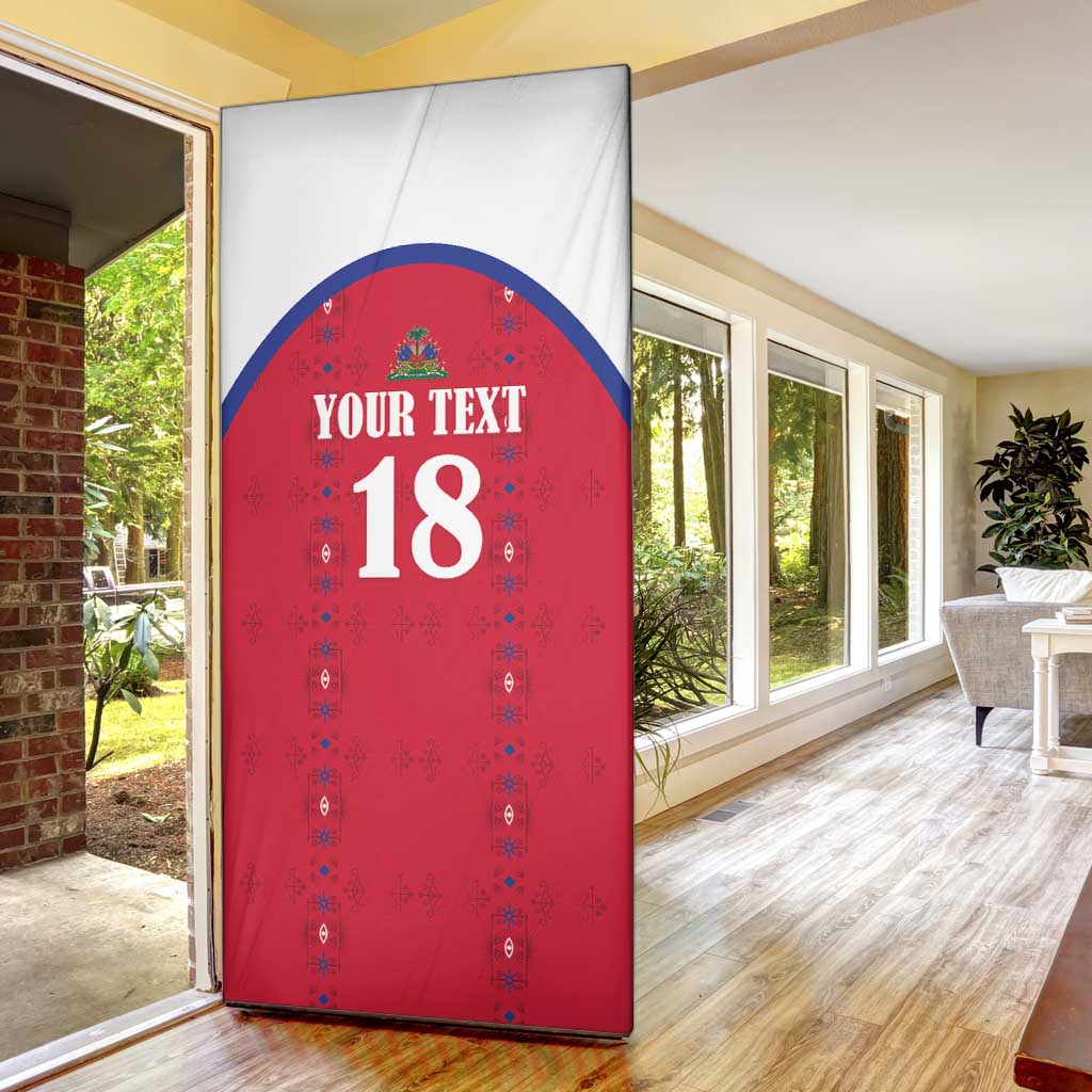 Custom Afro-Haitians Football Pride Door Cover Les Grenadiers Veve Vodou Red Version