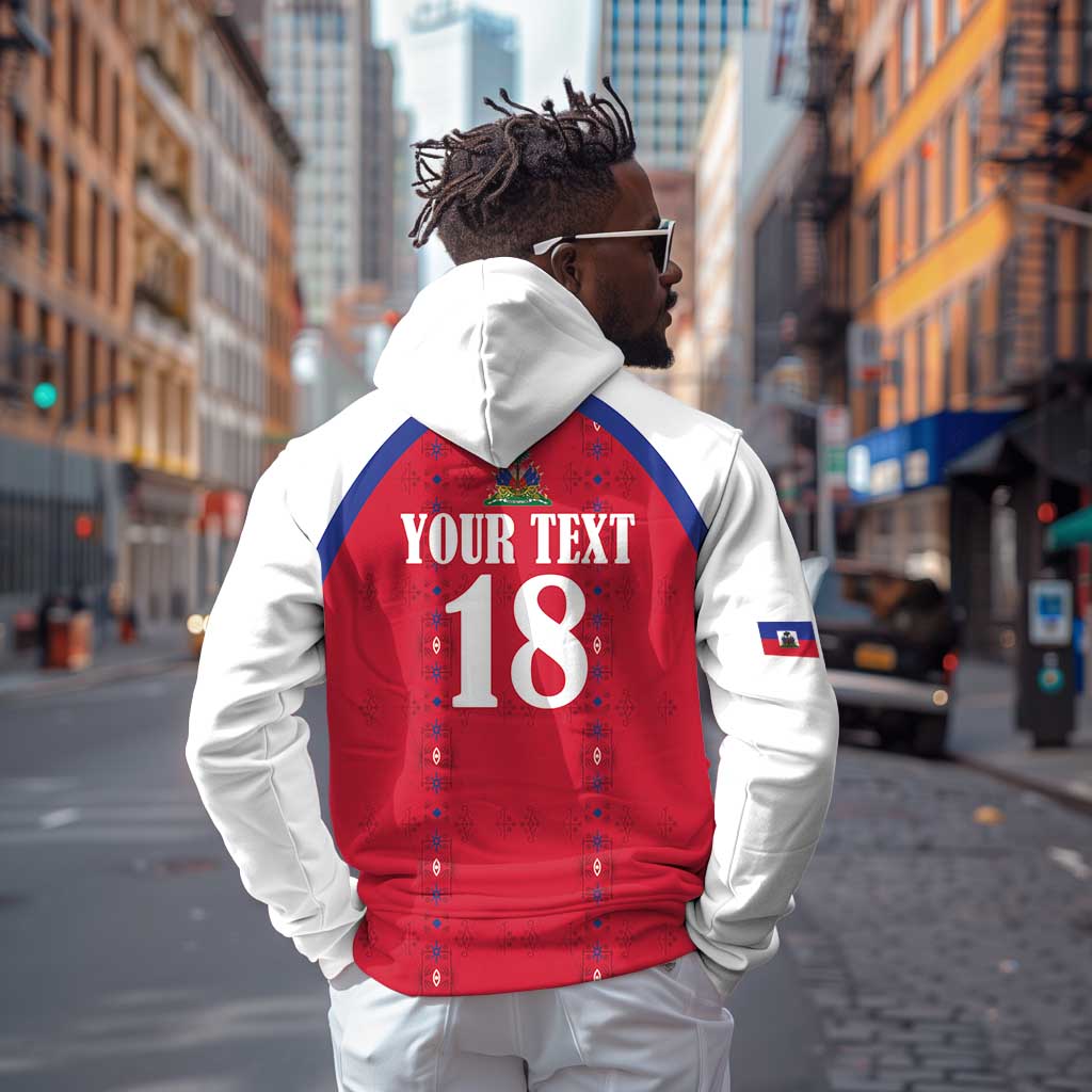 Custom Afro-Haitians Football Pride Hoodie Les Grenadiers Veve Vodou Red Version - African Pride