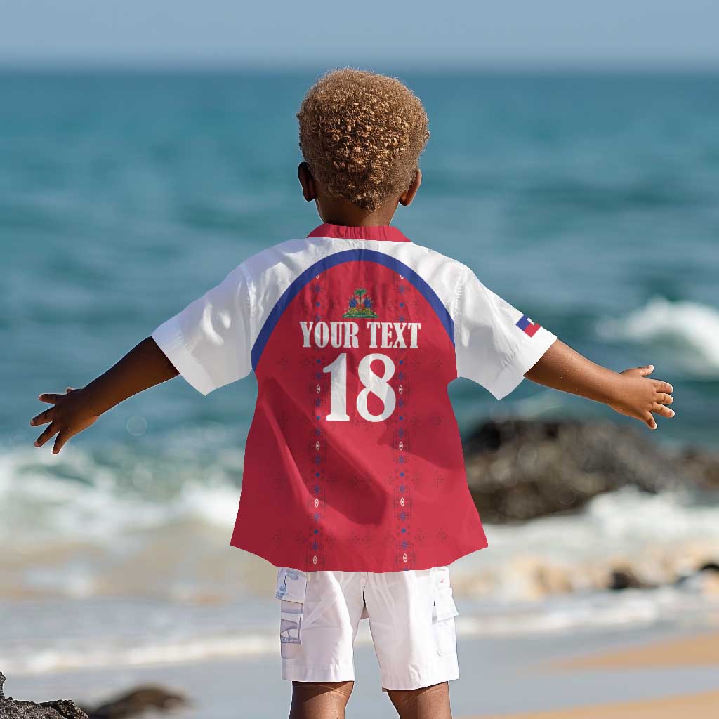 Custom Afro-Haitians Football Pride Kid Hawaiian Shirt Les Grenadiers Veve Vodou Red Version LT18