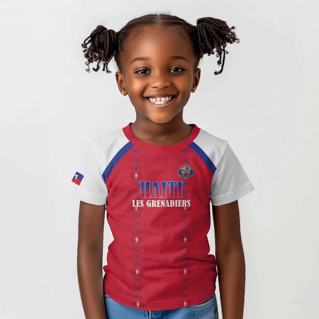 Custom Afro-Haitians Football Pride Kid T shirt Les Grenadiers Veve Vodou Red Version LT18