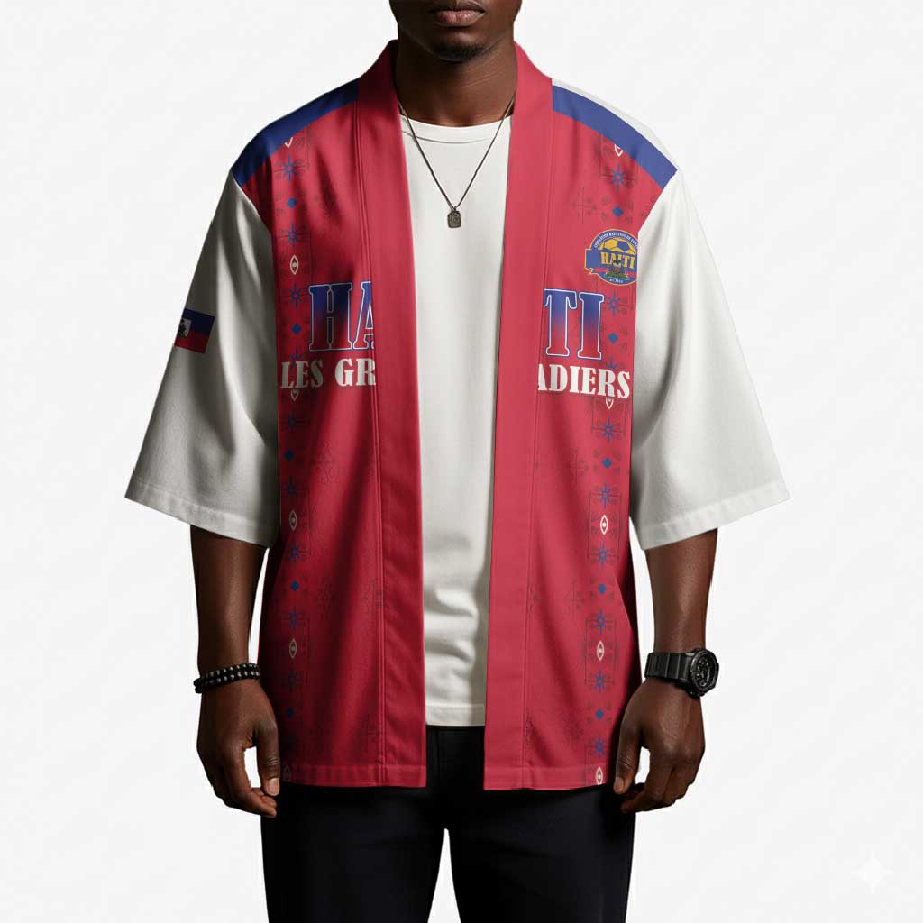 Custom Afro-Haitians Football Pride Kimono Les Grenadiers Veve Vodou Red Version
