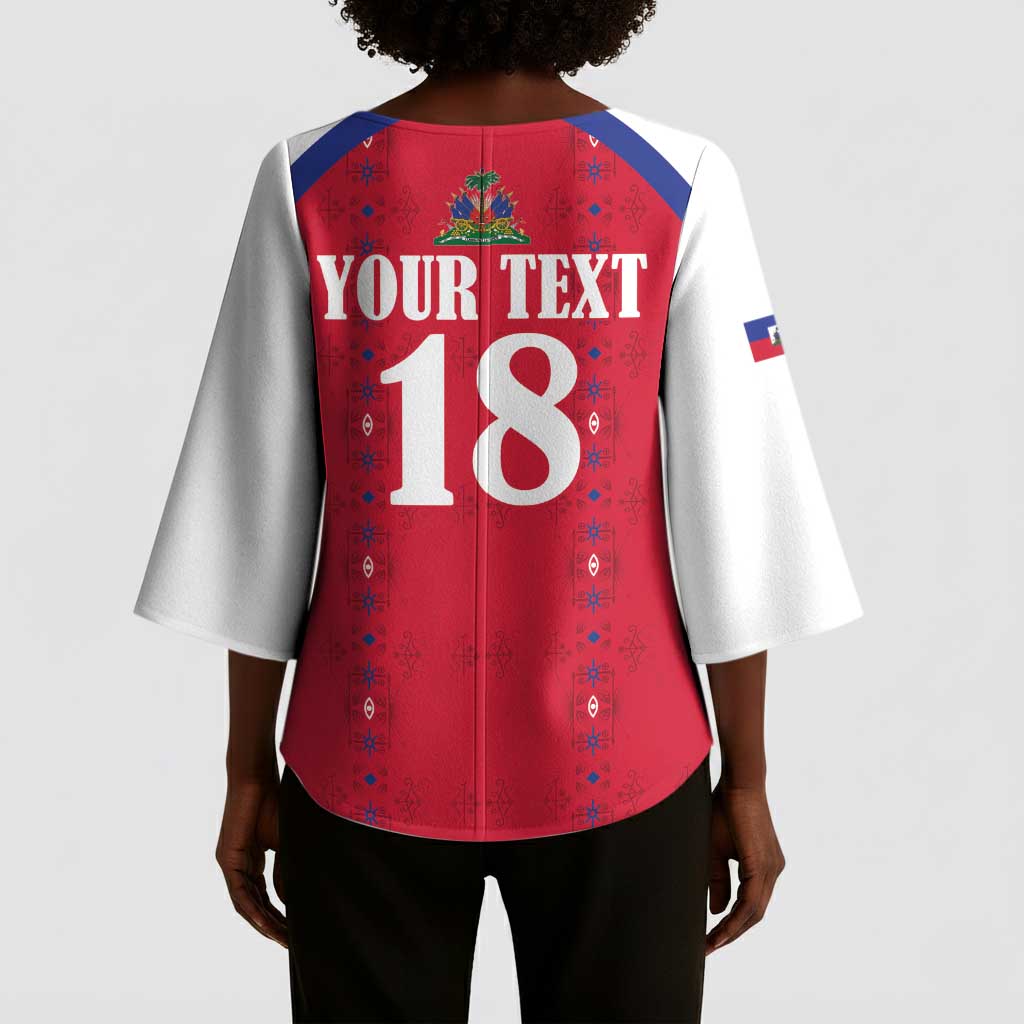 Custom Afro-Haitians Football Pride Kimono Sleeve Blouse Les Grenadiers Veve Vodou Red Version