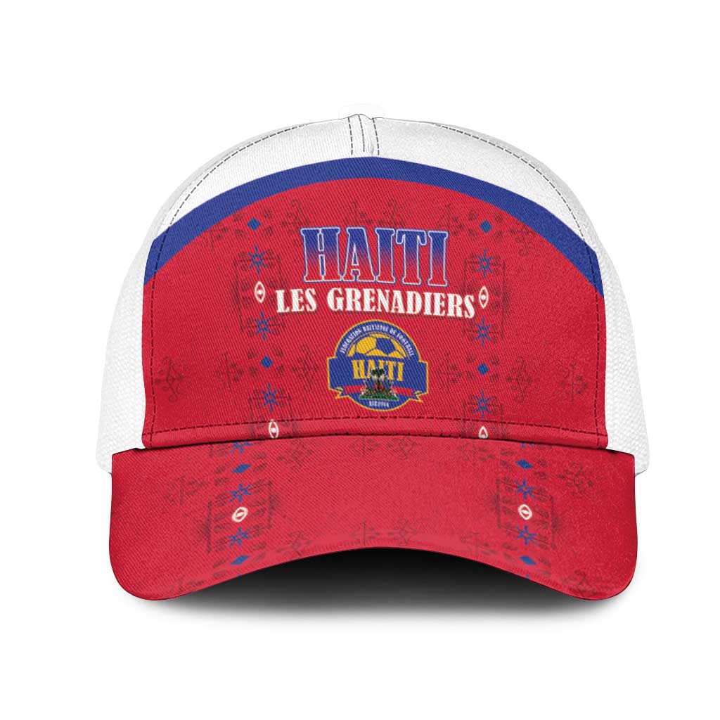 Afro-Haitians Football Pride Mesh Trucker Cap Les Grenadiers Veve Vodou Red Version - African Pride