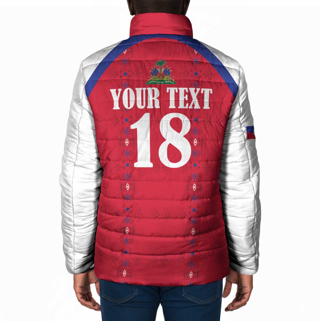 Custom Afro-Haitians Football Pride Padded Jacket Les Grenadiers Veve Vodou Red Version
