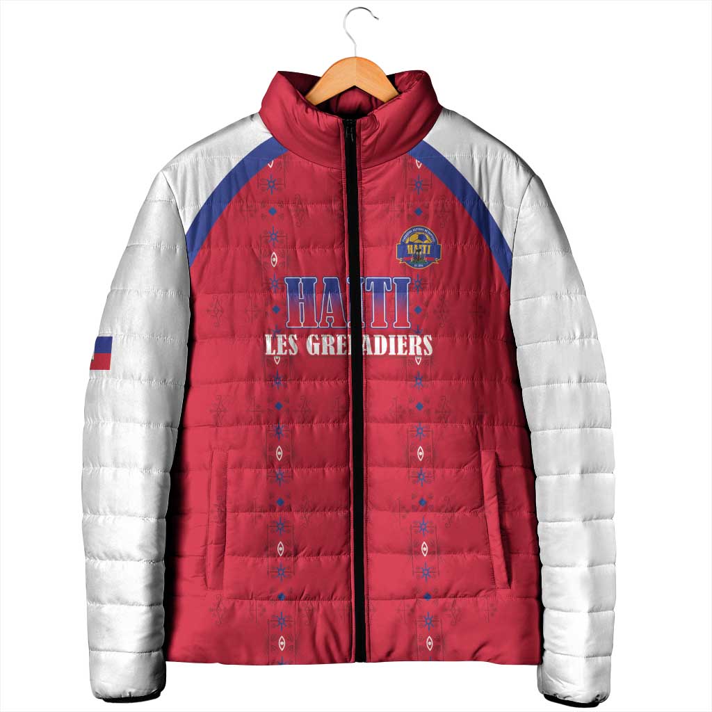 Custom Afro-Haitians Football Pride Padded Jacket Les Grenadiers Veve Vodou Red Version