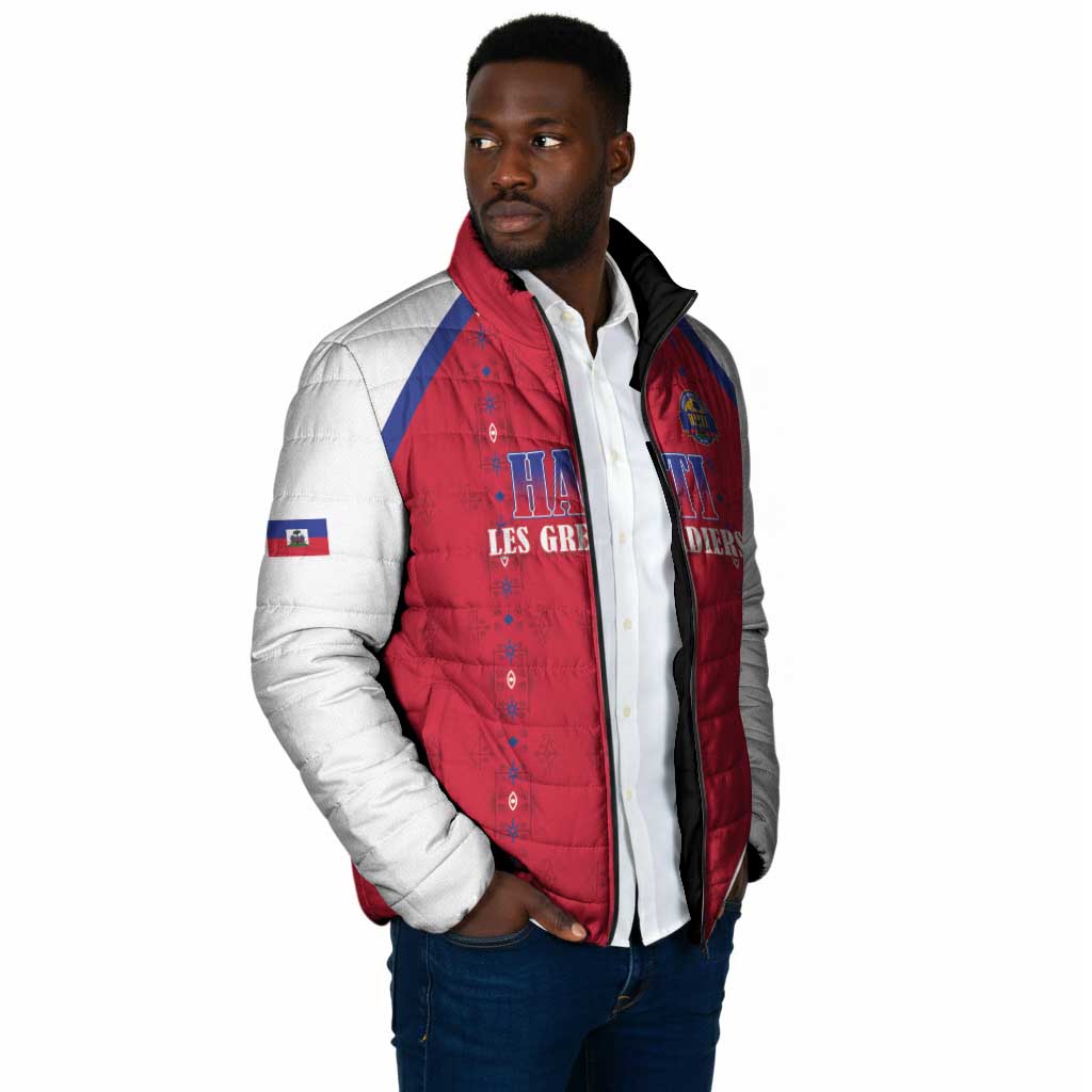 Custom Afro-Haitians Football Pride Padded Jacket Les Grenadiers Veve Vodou Red Version
