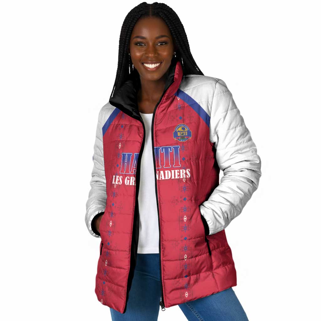 Custom Afro-Haitians Football Pride Padded Jacket Les Grenadiers Veve Vodou Red Version