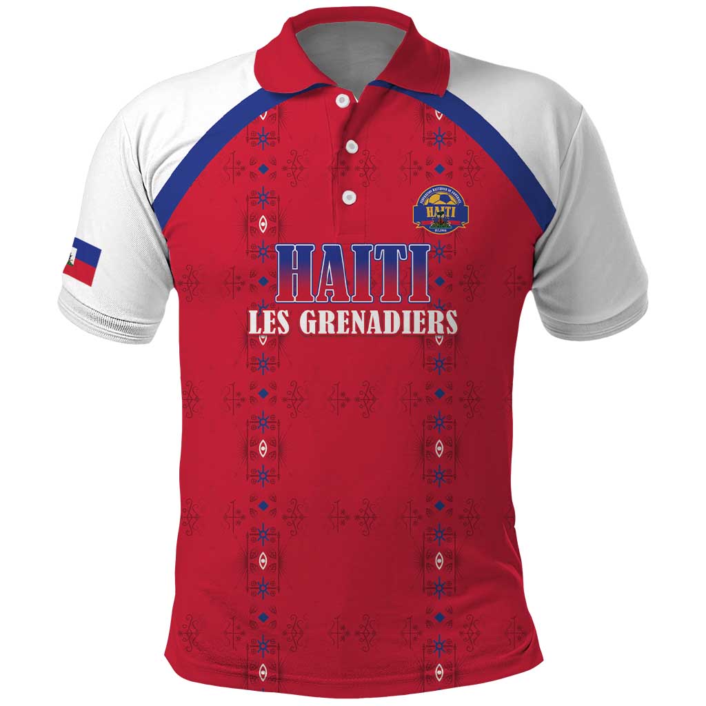 Custom Afro-Haitians Football Pride Polo Shirt Les Grenadiers Veve Vodou Red Version LT18