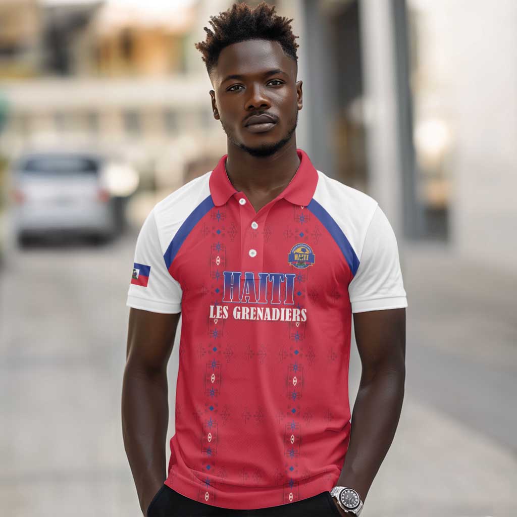 Custom Afro-Haitians Football Pride Polo Shirt Les Grenadiers Veve Vodou Red Version LT18