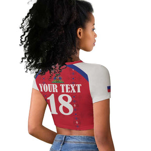 Custom Afro-Haitians Football Pride Raglan Cropped T shirt Les Grenadiers Veve Vodou Red Version LT18