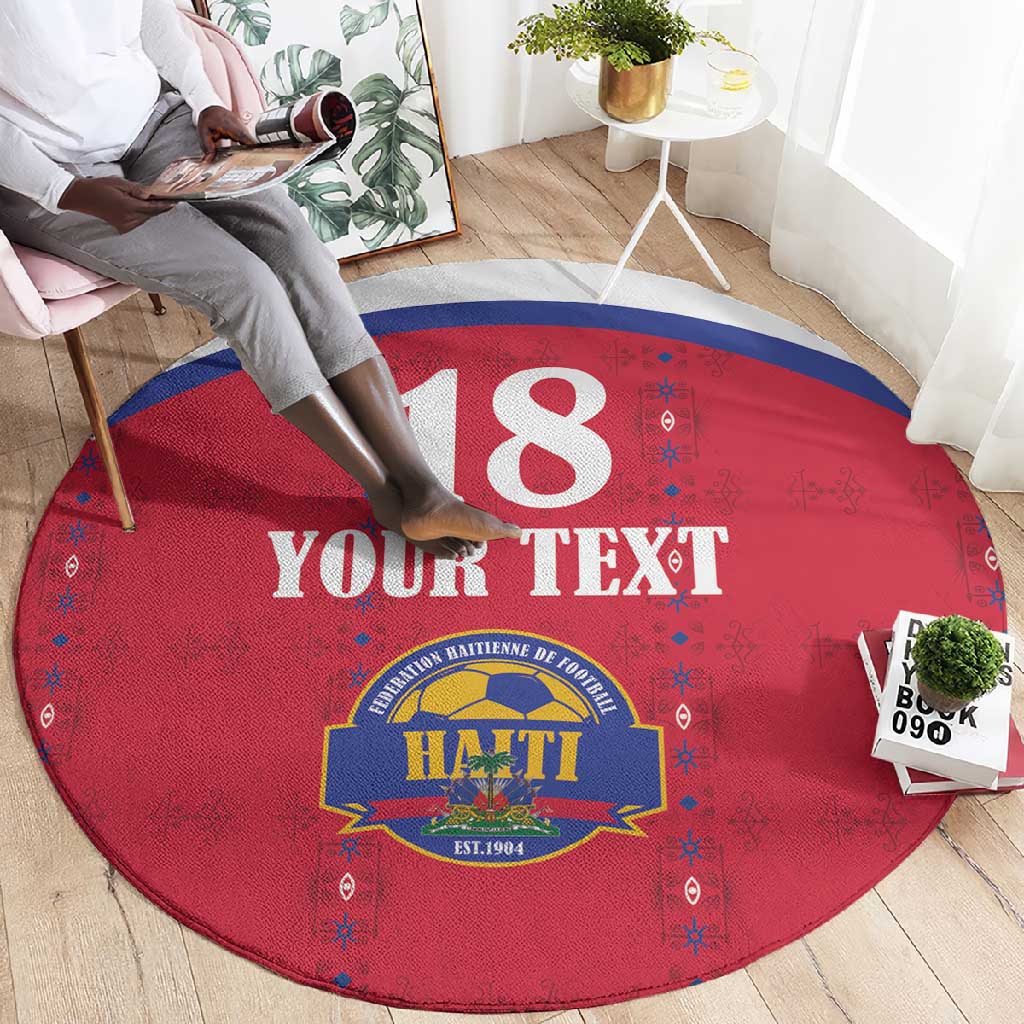 Custom Afro-Haitians Football Pride Round Carpet Les Grenadiers Veve Vodou Red Version - African Pride