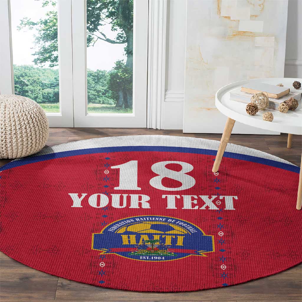 Custom Afro-Haitians Football Pride Round Carpet Les Grenadiers Veve Vodou Red Version - African Pride