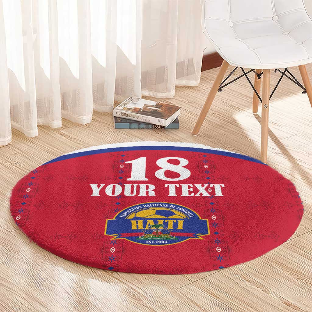 Custom Afro-Haitians Football Pride Round Carpet Les Grenadiers Veve Vodou Red Version - African Pride
