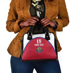 Custom Afro-Haitians Football Pride Shoulder Handbag Les Grenadiers Veve Vodou Red Version - African Pride