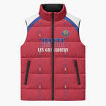 Custom Afro-Haitians Football Pride Sleeveless Puffer Jacket Les Grenadiers Veve Vodou Red Version