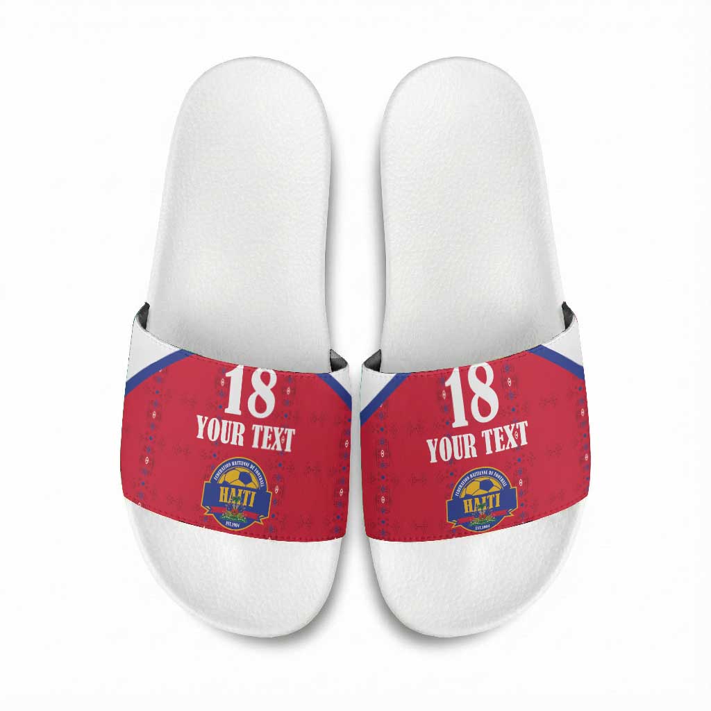 Custom Afro-Haitians Football Pride Slide Sandals Les Grenadiers Veve Vodou Red Version